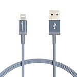 Amazon Basics USB-A to Lightning Charger Cable, Nylon Braided Cord, MFi Certified for Apple iPhone 14 13 12 11 X Xs Pro, Pro Max, Plus, iPad, 0.9 m, Dark Gray