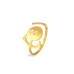 Dreamtimes Smiley Face Figurine Sign Language Rings for Women Men Adjustable Ring with Opening Stainless Steel Finger Medium Stickman Couple Rings (Gold)