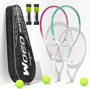 Adult 2 Player Tennis Racket Perfect for Beginner and Professional Players, 27” Speed Tennis Racquet Include Tennis Balls, Overgrips, Tennis Bag, Vibration Dampe, Cover