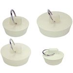 Wild Tribe 4 Sizes Rubber Sink Stopper Plug with Hanging Ring for Bathtub Kitchen and Bathroom (White)