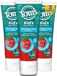 Tom's of Maine Fluoride Free Children's Toothpaste, Natural Toothpaste, Dye Free, No Artificial Preservatives, Silly Strawberry, 5.1 Ounce (Pack of 3) (Packaging May Vary)