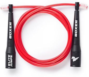 EliteSRS Boxer Jump Rope 3.0 - Fitness Training Rope - 10 Foot Outdoor Rated 5mm PVC Cord - Smooth Action Polymer Handles with Ergonomic Slip-Resistant Dimpled Grips - Snap-Locks for Quick Sizing