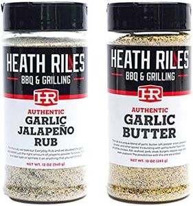 Heath Riles BBQ Garlic Bundle - Garlic Jalapeno & Garlic Buttler Rubs, Champion Pitmaster Recipe, Shaker Spice Mix, Includes 2 Count 10 oz shaker bottles