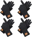 Winter Gloves for Men and Women,4 Pairs Warm Wool Knit Touchscreen Gloves