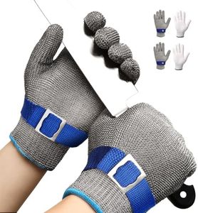 Schwer SlicePro ANSI A9 Cut Resistant Glove PR1707, Food Grade Stainless Steel Wire Metal Gloves, Cutting Gloves for Kitchen Mandoline Slicing, Meat Cutting, Oyster Shucking, Fish Fillet（M, 2 PCS）