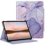 FINTIE Case Compatible with iPad Pro 11 inch (2022/2021/2020/2018, 4th/3rd/2nd/1st Generation) - Multi Angle Folio Cover with Pencil Holder & Pocket, Auto Wake/Sleep, Lilac Marble