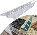 MEANHDAG Stove Counter Gap Cover Filler, Range Trim Kit, Aluminum Don't Melt Like Silicone, For 1/32'' to 5/8'' Gap, Adjustable Length 23'' to 25.4'', Left and Right 2 PCS, 3 Years , Silver