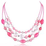 FULU AUTUMN Layered Statement Necklaces for Women Chunky Beaded Necklaces Costume Jewellery Valentines Gifts for Her(Hot pink)