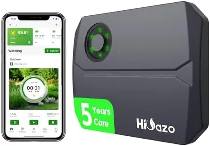 Smart Sprinklers Controller 2.4GHz WiFi, Irrigation Controller Easy Use App Enabled, 4 Zones + 16 Plans, Save Water Auto Skip Rain, Freeze & Wind, 10 Minutes Install