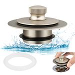 Artiwell Universal Lift and Turn Bath Drain Stopper and Cover, Bathtub Drain Stopper, Replaces lift and turn, Tip-Toe and Trip Lever drains for Tub, EZ Installation and Clearing (BRUSHED NICKEL)