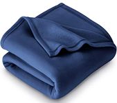 BSB HOME® All Season Solid/Plain Light Weight Polar Fleece Double Panipat Famous Warm or Hot Winter Blanket (90 x 90 inches, Blue)