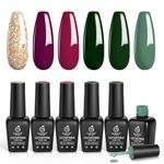 beetles Gel Polish Set 6 Colors Tipsy Jazz Vibrant Emerald Green Red Burgundy Golden Glitter Set Gel Polish Soak Off Gel Nail Art Beauty Gift Set