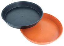 Easy Shopping Plant Saucer Small Large Plastic Plant Pot Saucers Trays Indoor Outdoor Water Tray Base Black/Terracotta (Terrcotta, 18CM)