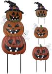 YEAHOME Halloween Decorations Outdoor, Stacked 3 Metal Pumpkins Decorative Garden Stakes for Halloween Decor, Jack o' Lantern Pumpkin Yard Signs for Outside Garden Lawn Porch Pathway Decorations
