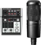 Behringer XENYX 302USB Premium 5-Input Mixer with XENYX Mic Preamp and USB/Audio Interface Black and Audio-Technica AT2020 Cardioid Condenser Studio XLR Microphone