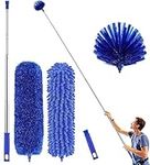 Microfiber Duster, Feather Duster Cleaning Kit with Telescoping Extension Pole 100 Inch, Reusable Bendable Dusters, Washable Lightweight Dusters for Cleaning Cobwebs Ceilings Fans