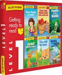 All set to Read- Level 1- Assisted reading with small sentences and pictures- READERS- 6 books in a Red Box