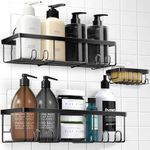 Shower Caddy 3-Pack Shower Shelves Adhesive Rustproof Shower Organizer for Inside Shower Storage with Soap Holder and Adhesives for Bathroom Living Room Kitchen