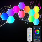 Hexagon LED Lights, 12 Pack RGB Led Hex Light Panels, Hexagon Smart Wall Light Gaming Panels Sync to Music for Room Bar Bedroom Home Decor Gaming Room, Hexagon Light Panels With App & Remote Control