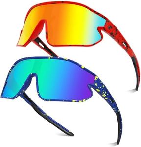 GGSTDDUP 2PCS Kids Sunglasses Youth Baseball Sun Glasses, UV400 Protection Sports Softball Cycling Shades for Youth Boys Girls 8-16, Multi