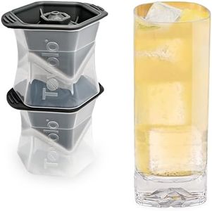 Tovolo Colossal Cube Ice Molds, Set of 2 - Large Ice Cube Mold Ideal for Whiskey, Cocktails & Any Cold Beverage - Odor-Free Freezer Storage, Dishwasher-Safe with Silicone Plunger