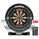 Winmau Diamond Plus Dartboard- PDC Tournament Dart Board, Ultra-Thin Wire System, High-Density Sisal | Available as Board Only, Surround Set, or Cabinet Set with Steel Tip Darts (Surround Set)