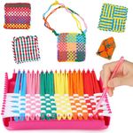 DIY Weaving Loom Craft Kit for Kids Adults - Easy Beginner Friendly - Rainbow Color Loops to Make 7 Potholders - Ideal Birthday Gift
