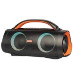 DOSS Extreme Boom+ Bluetooth Speaker with 100W Stereo Sound, Rich Bass, 20H Playtime, Power Bank, Mixed Color Light, IPX6 Waterproof Haut parleur Speaker for Camping, Beach, Outdoor-Orange