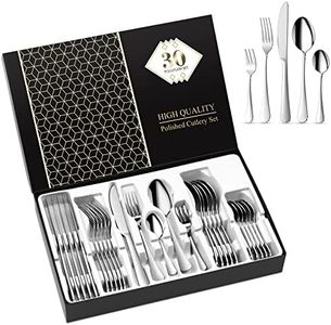 Aoeeppa Juego de Cubiertos Acero Inoxidable 30 Piezas, Cubertería de Mesa para 6 Personas, Pulido Espejo, Set Cubiertos con Cuchillo, Tenedor, Cuchara, Cucharilla, Tenedor Postre (Plata)