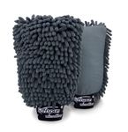 SOFTSPUN Microfiber Chenille & Glass Cloth Mitt, 2 Piece Combo 1700 GSM Grey, Multi-Purpose Super Absorbent and Perfect Wash Clean with Lint-Scratch Free Cars, Window, Kitchen, Home Dusting!