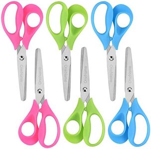 OneName Left-Handed Kids Scissors 6 Pack 5 Inch Left hand scissors for child School Student Scissors,Stainless Steel Sharp Blade Soft Comfort-Grip Handles Blunt Lefty Safety Scissors for Kids Scissor