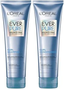 L'Oreal Paris EverCurl Sulfate Free Shampoo and Conditioner Kit for Curly Hair, Lightweight, Anti-Frizz Hydration, Gentle on Curls, with Coconut Oil, 8.5 Ounce, Set of 2 (Packaging May Vary)