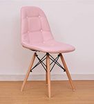 Deal Dhamaal Eames Replica Cushioned Dining Chair in Light Pink Color