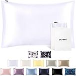 LILYSILK 100% Pure Mulberry Silk Pillowcase Both Sides, 19 Momme Real Charmeuse Silk Pillow Case Cover for Hair and Skin 1 Pc, Envelope Closure, White, Queen 50x75cm