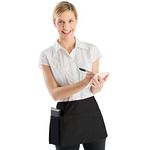 [2 Pack] J. Adler 5 Pockets Waist Apron | 24 x 12 Inches Cotton Enriched Aprons for Home, Kitchen & Restaurant | Half Short Server Apron for Women & Men | Black