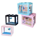 Sage Square Lego Mini Betta Fish Tank Aquarium (12cm X 7.5 cm x 10.5 cm) (Pack of 4)