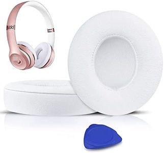 SoloWIT Earpads Cushions Replacement for Beats Solo 2 & Solo 3 Wireless On-Ear Headphones, Solo2 Solo3 Ear Pads with Soft Protein Leather, Added Thickness - (White)