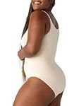 SHAPERMINT Scoop Neck Bodysuit for Women | Shapewear Body Suits for Women with Tummy Control | From Small to Plus Size Body Shaper, X-Large Beige