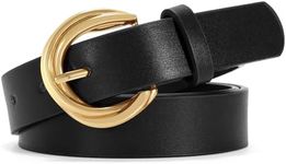 SUOSDEY Trendy Women Leather Belt, Leather Belt for Jeans Pants Ladies Leather Gold Buckle Belt