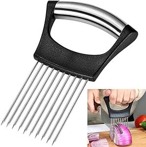 Onion Holder Slicer Food Choppers Slice Assistant, Stainless Steel Fork Vegetable Helper Meat Rack Slicers Lemon Tomato Potato Cutter Slicer kitchen Tool Gadgets Cutting Chopper by MOTYYA