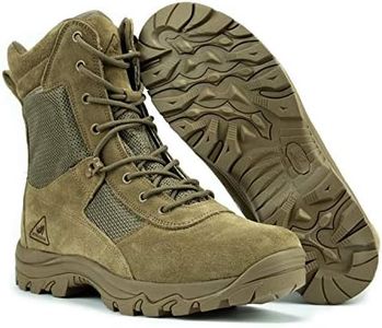 RYNO GEAR Men's Military & Tactical Boots, CoolMax Tactical Combat Military Durable Leather Work Utility Outdoor Hiking Assault Boots (Tan/Coyote/Black), 8" Coyote, 11