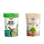 Vitamin B12 Green Food Powder & NIRANT CHURNA COMBO | Plant Based Vitamin B12 Supplement helps in Leg Pain, Memory Loss and Weakness with Effectively Relieves Constipation For Adults (300)