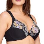 Glamorise Women's Plus Size Wonderwire Front-Closure Bra Underwire #1245, Floral Print, 40H