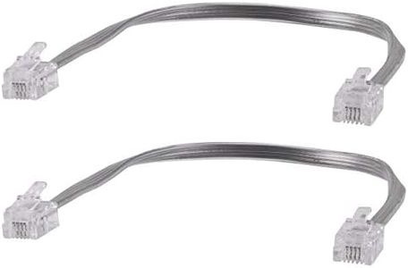 Power Gear Telephone Line Cord, 2 Pack, 8 Inch, Short Phone Cord, Modular Jack Ends, Works for Phone, Modem or Fax Machine, for Use in Home or Office, Gray, 46070