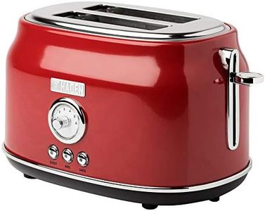 Haden Dorset 2 Slice Wide Slot Stainless Steel Toaster with Adjustable Browning Control & Non-Slip Feet, Rectory Red