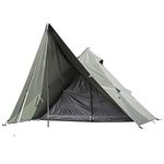 BUNDOK BDK-75TC Solo Teepee 1 TC One Pole Tent for 1 Person, Khaki Color, Blended Cotton, Full Closing, Roll Up Skirt