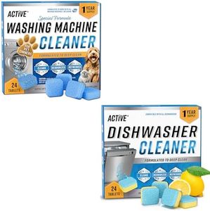 ACTIVE Washing Machine Cleaner for Pet Owners and Dishwasher Cleaner - Includes 24ct Pet Washer Cleaning Tablets and 24pk Dishwasher Cleaning Tabs