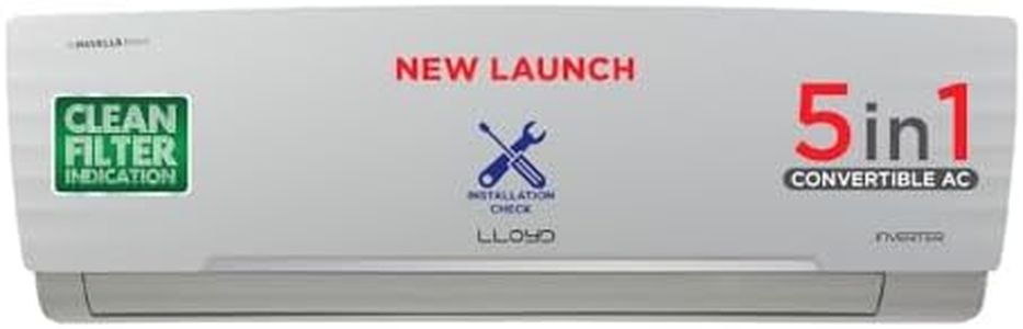 Lloyd 1.0 Ton 3 Star Inverter Split AC (5 in 1 Convertible, Copper, Anti-Viral + PM 2.5 Filter, White with Chrome Deco Strip, GLS12I3FWAEA)