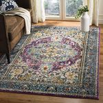 SAFAVIEH Boho Chic Rug for Living Room, Dining Room, Bedroom - Monaco Collection, Short Pile, in Violet and Light Blue, 155 X 231 cm