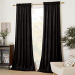 NICETOWN Insulated Black Out Velvet Curtains for Patio, Solid Heavy-Duty Large Window Treatments Drapes for Sliding Glass Door (2 Panels, 144 inches Long)